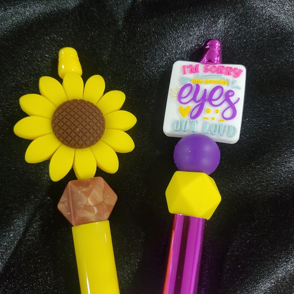 Yellow and Pink Sunflower Pens